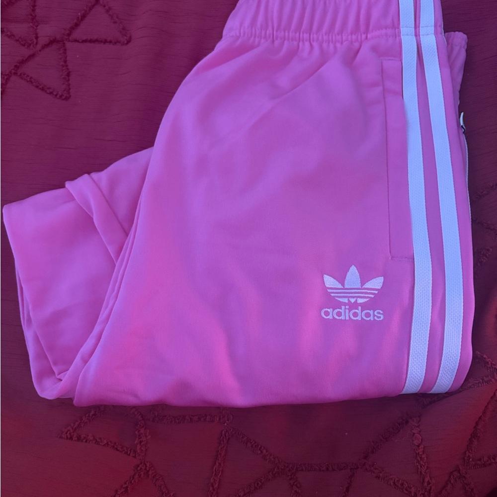 Adidas Kids Pink Joggers with Stripes